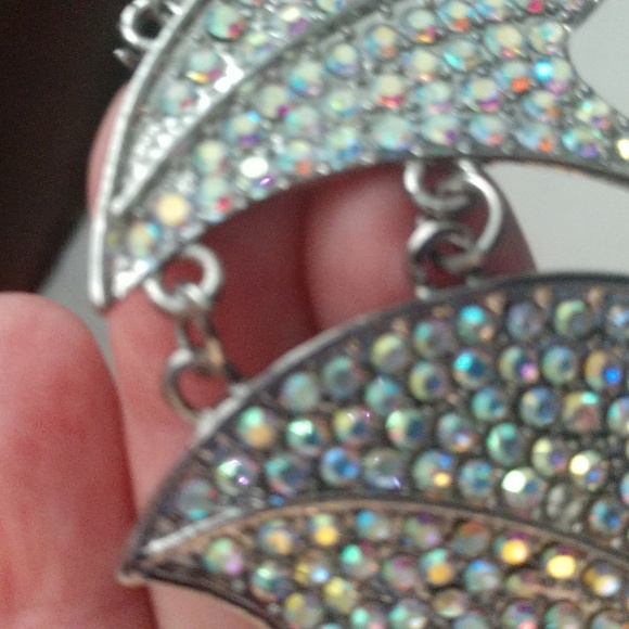 Necklace Skeleton with Bat Wings Halloween Rhinestone Bling Costume Gothic Punk - Picture 12 of 15